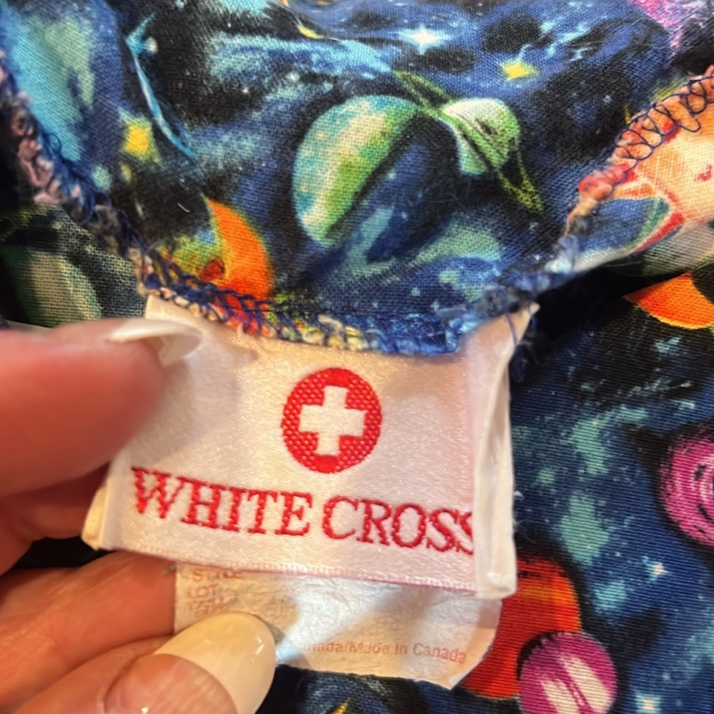 White Cross Multi Color Button Down Scrub/Smock S… - image 4